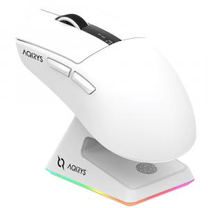 Myszka bezprzewodowa gamingowa, AQIRYS Zephyr, 2.4GHz + BT 5.2, 26K DPI, biała