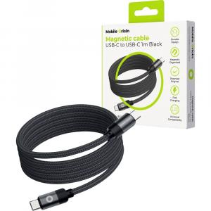 Kabel magnetyczny Mobile Origin Magnetic USB-C / USB-C, QC 3.0, PD 2.0, 60W, 480 Mbps, 1m, czarny