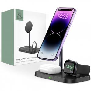 OUTLET: Ładowarka indukcyjna Tech-Protect Qi15W A22 3IN1 Magnetic Magsafe Wireless Charger, czarna