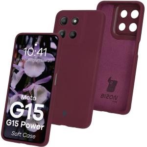 Silikonowe etui Bizon Soft Case do Motorola Moto G15 / G15 Power, ciemnofioletowe