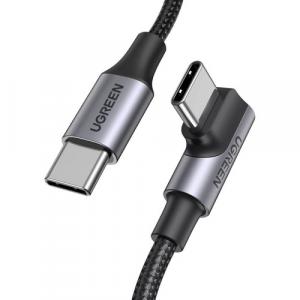 Kabel kątowy Ugreen US334 USB-C / USB-C 90º 100W 480Mb/s 2m, czarny