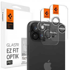 Szkło na aparat Spigen Glas.tR Ez Fit Optik Pro 2-Pack do iPhone 15/15 Plus/14/14 Plus, czarno-przezroczyste