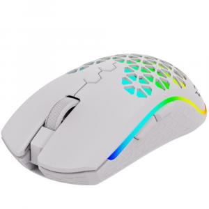 Myszka bezprzewodowa gamingowa RGB, AQIRYS Polaris, 2.4GHz + USB-C, 16K DPI, biała