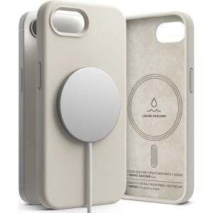 Etui Ringke Silicone Magnetic do MagSafe do iPhone 16e, beżowe