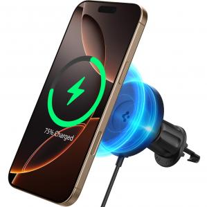 Uchwyt samochodowy Spigen OneTap Pro 4 ITQ13W AirVent Hook Qi2 15W do MagSafe na kratkę nawiewu, czarny