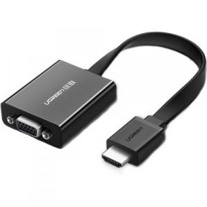 Adapter, przejściówka Ugreen HDMI do VGA, micro USB / audio 3,5 mm mini jack, czarny