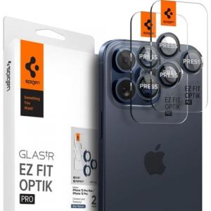 Szkło na aparat Spigen Glas.tR Ez Fit Optik Pro 2-Pack do iPhone 15 Pro / 15 Pro Max / 14 Pro / 14 Pro Max, czarno-niebieskie