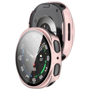 Etui ze szkłem do zegarka Bizon Case+Glass Watch do Galaxy Watch 8 40 mm, satynowo różowe