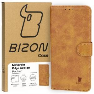 Etui z klapką Bizon Case Pocket do Motorola Edge 40 Neo, brązowe