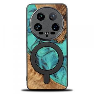 Drewniane etui do Xiaomi 14 Ultra, Bewood Unique Turquoise do MagSafe