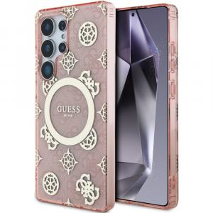 Etui Guess 4G Electroplated Peony MagSafe do Galaxy S25 Ultra, różowe