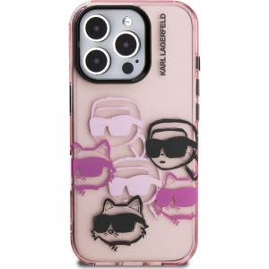 Etui Karl Lagerfeld IML Multi K&C Head Pattern do iPhone 16 Pro, różowe