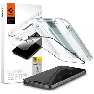 Szkło do etui + Aplikator Spigen Glas.tR EZ Fit FC 1-Pack do iPhone 15 Pro, z czarną ramką