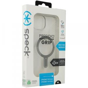 Etui Speck Presidio ClickLock Perfect-Clear MagSafe do iPhone 15 Plus / 14 Plus, przezroczysto-chromowo-srebrne