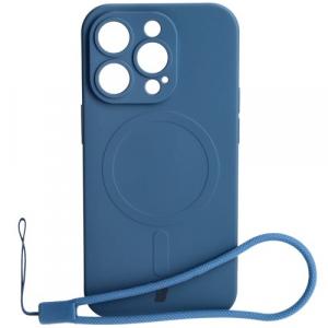 Etui silikonowe z pierścieniem magnetycznym Bizon Case Silicone Magnetic do iPhone 14 Pro, granatowe