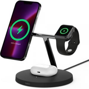 Ładowarka indukcyjna Belkin Boost MFi 3-in-1 Qi 15W WIZ017 dla Apple Watch / AirPods / iPhone z MagSafe, czarna