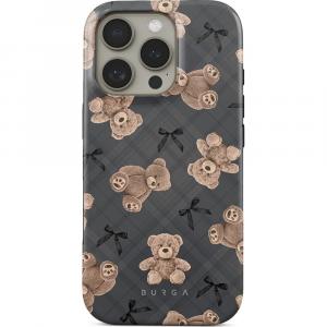 Etui Burga BFF Tough Magnetic do iPhone 16 Pro Max, szare z pluszowymi misiami