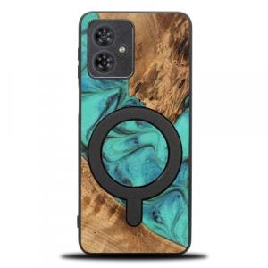 Drewniane etui do Motorola Moto G54 5G, Bewood Unique Turquoise do MagSafe