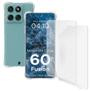 Elastyczne etui + 2x folia na ekran Bizon Case Clear Pack do Motorola Edge 60 Fusion
