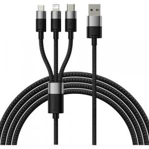 Kabel Baseus StarSpeed 3w1 USB-A do USB-C / Lightning / MicroUSB 3.5A, 1,2m, czarny