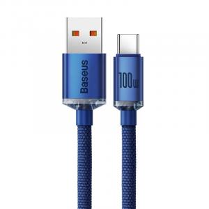 OUTLET: Kabel Baseus Crystal Shine 100W 5A USB-A do USB-C 1,2m, niebieski