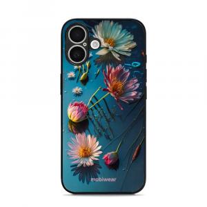 Etui ochronne do iPhone 16, Mobiwear Glossy Case, niebiesko-kwieciste