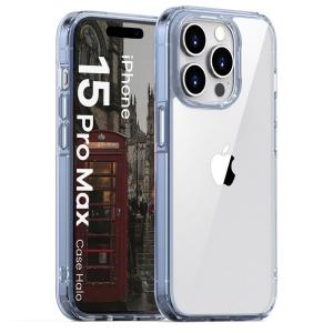 Etui Bizon Case Halo do iPhone 15 Pro Max, przezroczysto-niebieskie