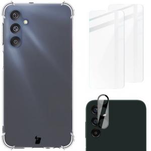 Etui + 2x szkło + obiektyw Bizon Case Clear Pack do Galaxy M34 5G, przezroczyste