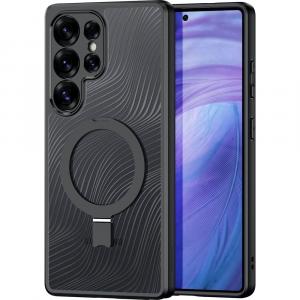 Etui Dux Ducis Aimo Mag Magnetic Stand do Galaxy S25 Ultra, przezroczyste z czarną ramką