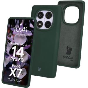 Silikonowe etui Bizon Soft Case do Xiaomi Redmi Note 14 Pro 5G / Poco X7, ciemnozielone