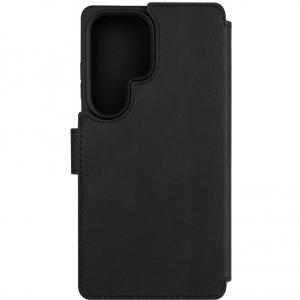 Etui zamykane z naturalnej skóry Fixed ProFit do Galaxy S25 Ultra, czarne