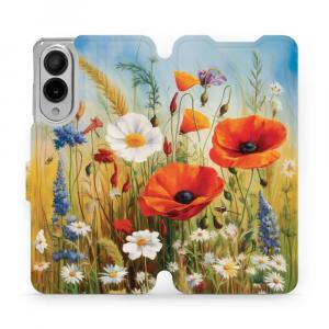Etui z klapką do Galaxy S25 Edge, Mobiwear Book, łąkowe kwiaty