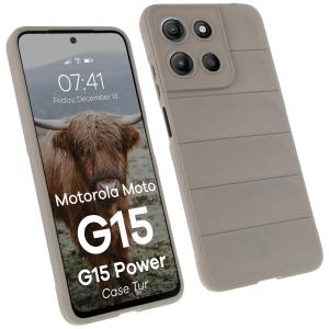 Pancerne etui Bizon Case Tur do Motorola Moto G15 / G15 Power, jasnoszare