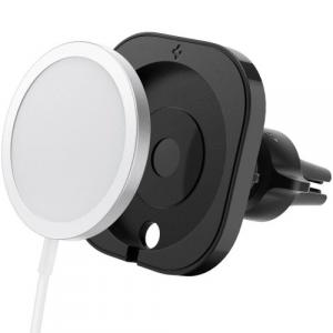OUTLET: Uchwyt samochodowy / nakładka Spigen MagFit Car Mount do ładowarki Apple MagSafe, czarna