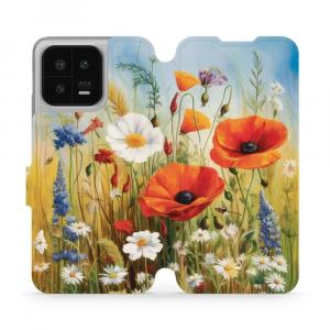 Etui z klapką do Xiaomi 13, Mobiwear Book, łąkowe kwiaty