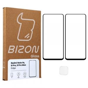 Szkło hartowane Bizon Glass Edge CF - 2 sztuki + ochrona na obiektyw, Xiaomi Redmi Note 9S / 9 Pro / 9 Pro Max, czarne