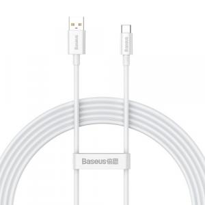 Kabel Baseus Superior do szybkiego ładowania USB-A do USB-C 100W 2m, 480Mb/s, biały