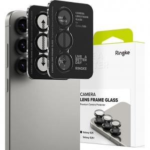 Nakładki na aparat Ringke Camera Lens Frame Glass do Samsung Galaxy S25, 2-Pack, czarne