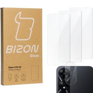 3x Szkło + szybka na aparat BIZON Clear 2 Pack do Oppo A78 4G