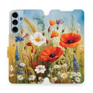 Etui z klapką do Galaxy M55 5G, Mobiwear Book, łąkowe kwiaty