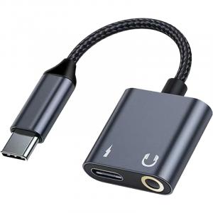 Adapter, przejściówka 2w1 USB-C - USB-C / Minijack 3.5mm, Beline BLNAA01, DAC, czarny