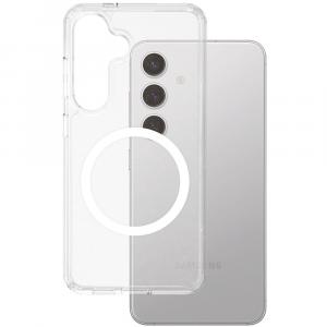 Etui CARE by PanzerGlass Flagship Urban Combat Qi do Galaxy S25 Plus, przezroczyste z brokatem