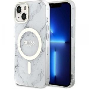 Etui Guess Hardcase Marble MagSafe do iPhone 14 Plus, białe