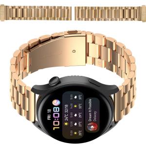 Pasek ze stali nierdzewnej do smartwatcha, Bizon Strap Watch Aura, QuickRelease 18 mm, różowozłoty