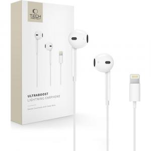 Słuchawki przewodowe douszne Tech-Protect UltraBoost Core, Lightning 1.2 m, białe