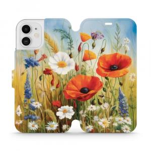 Etui z klapką do iPhone 12, Mobiwear Book, łąkowe kwiaty