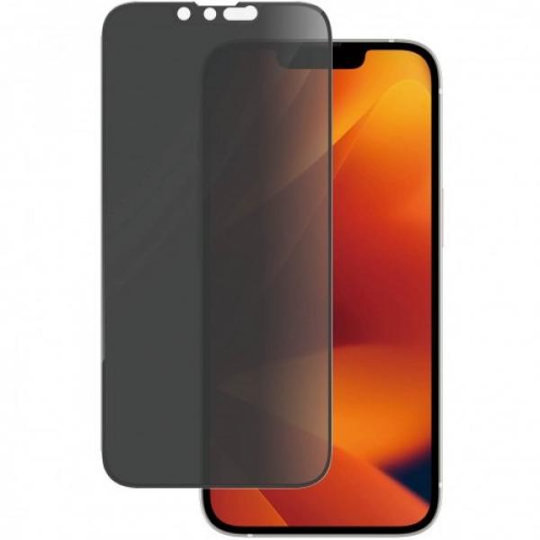 Szkło hartowane na cały ekran PanzerGlass Ultra-Wide Fit Privacy + EasyAligner do iPhone 14 / 13 Pro / 13, przyciemniane z czarną ramką