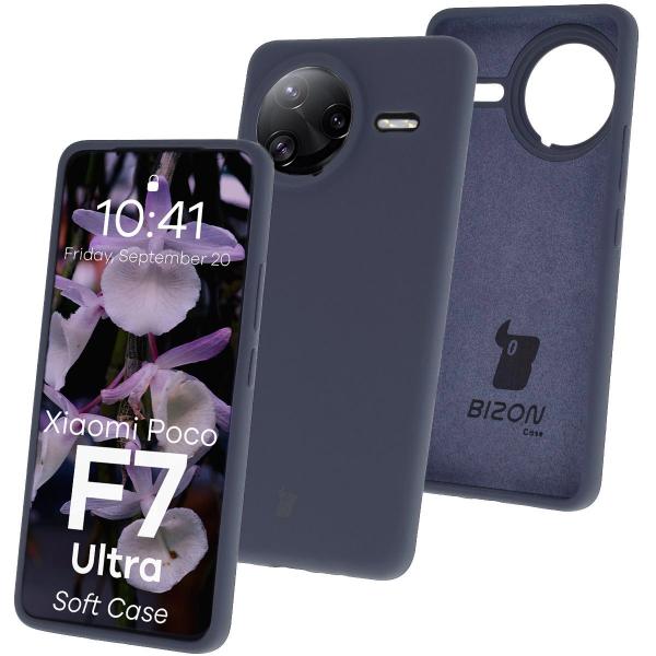 Silikonowe etui Bizon Soft Case do Xiaomi POCO F7 Ultra, ciemnoniebieskie