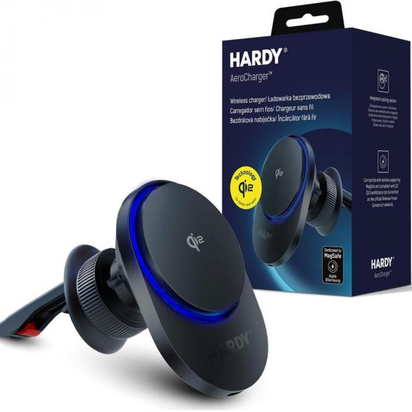 Uchwyt samochodowy do kratki nawiewu 3mk Hardy AeroCharger 15W Qi2/MagSafe, czarny