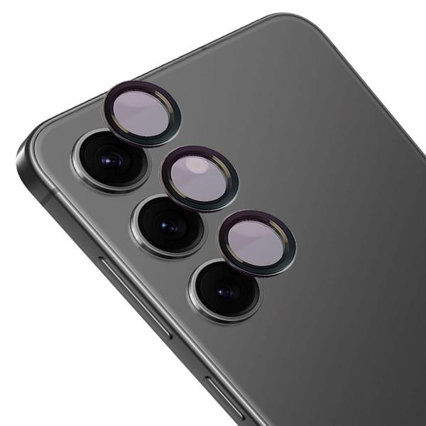 Szkło hartowane na aparat z aplikatorem Bizon Glass Snap Lens do Galaxy S24, 1 zestaw, czarna ramka